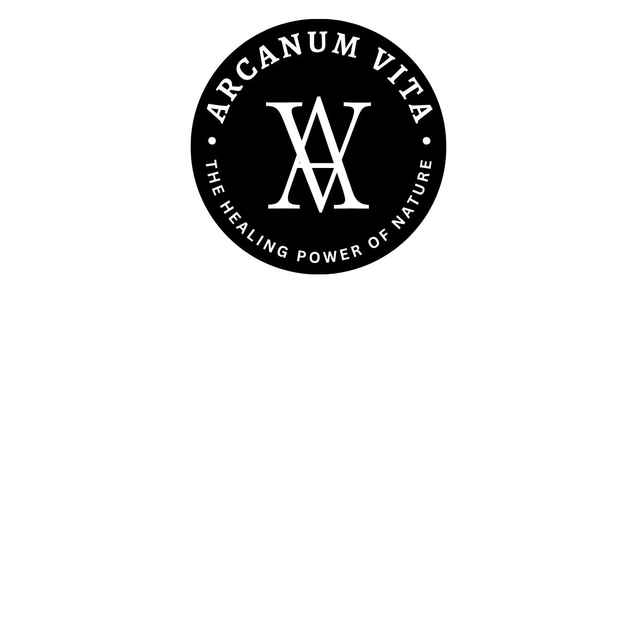 AV Logo Circle black on white square healing power of nature SMALL TOP MIDDLE